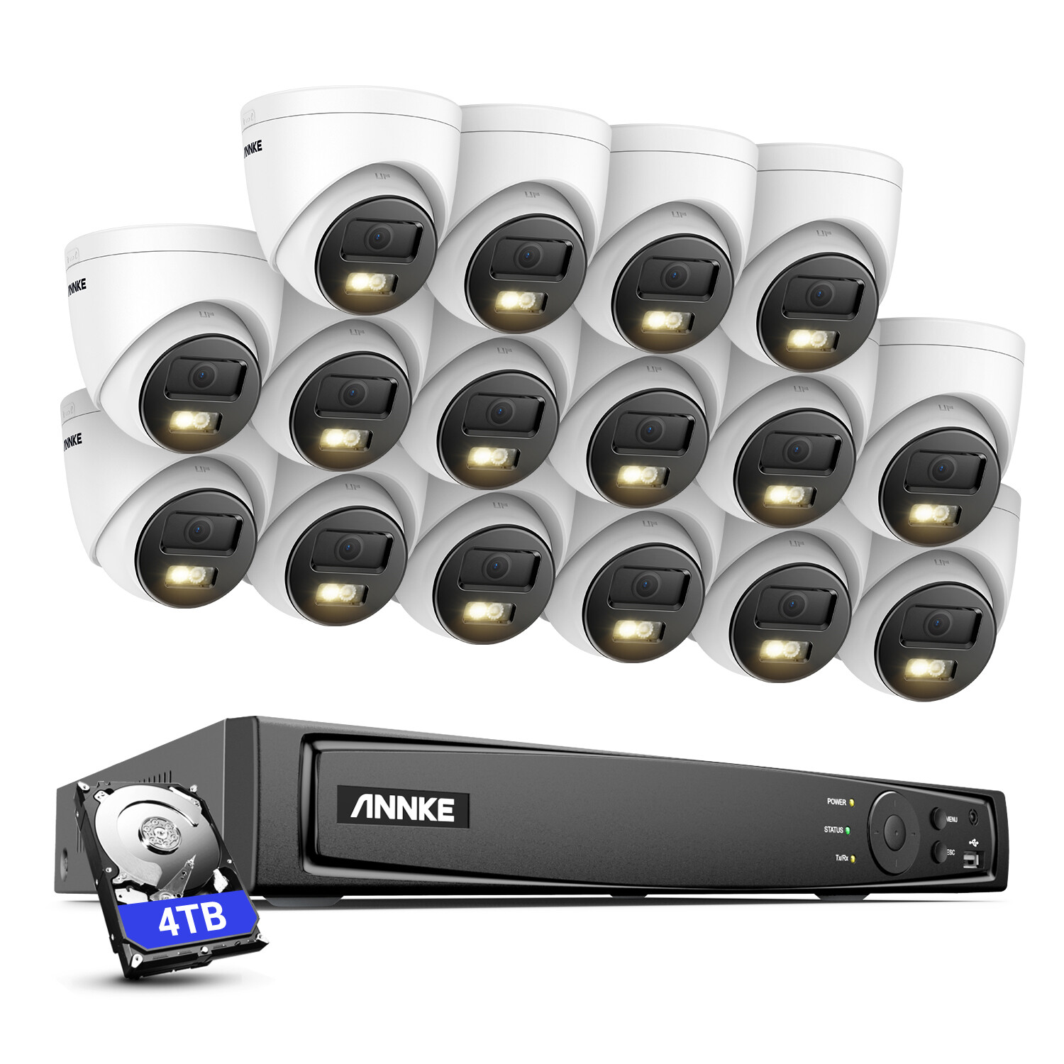 ANNKE 12MP 8CH 16CH NVR 5MP Audio AI Color Night POE Security Camera System IP67