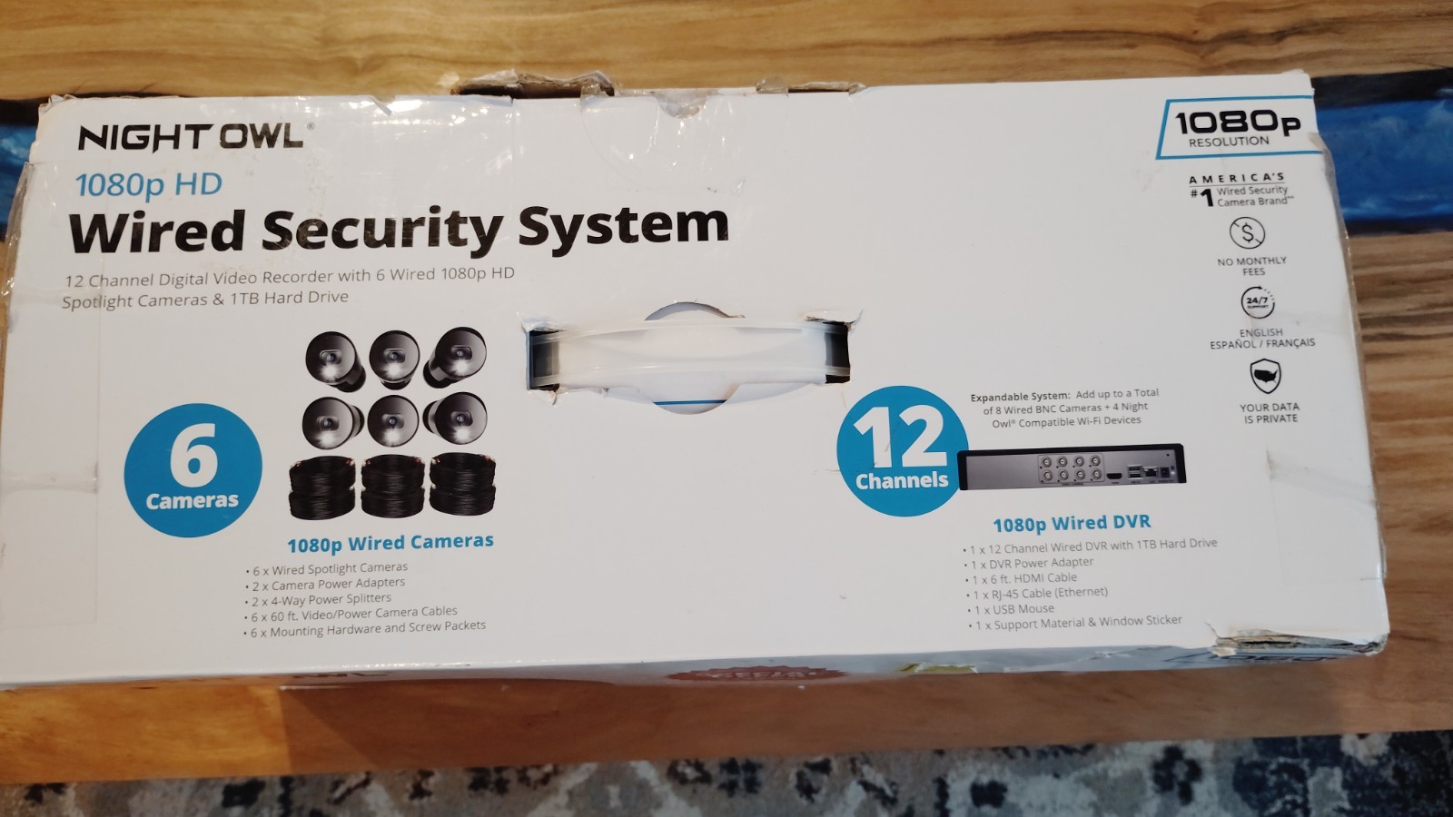 night owl 1080p hd wired security system 1TB hard drive and 6 camera’s