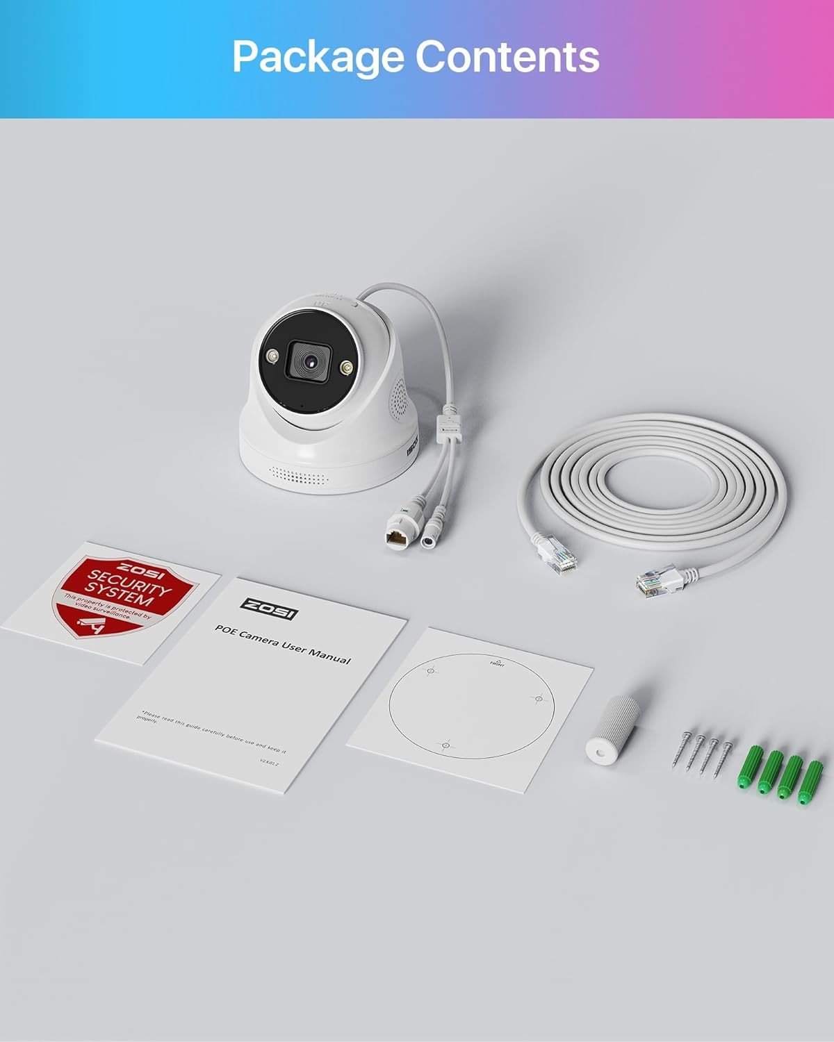 ZOSI C298 Pro 4K 8MP Dual-Lens(2x4MP) Wired WiFi PT Outdoor Security Camera