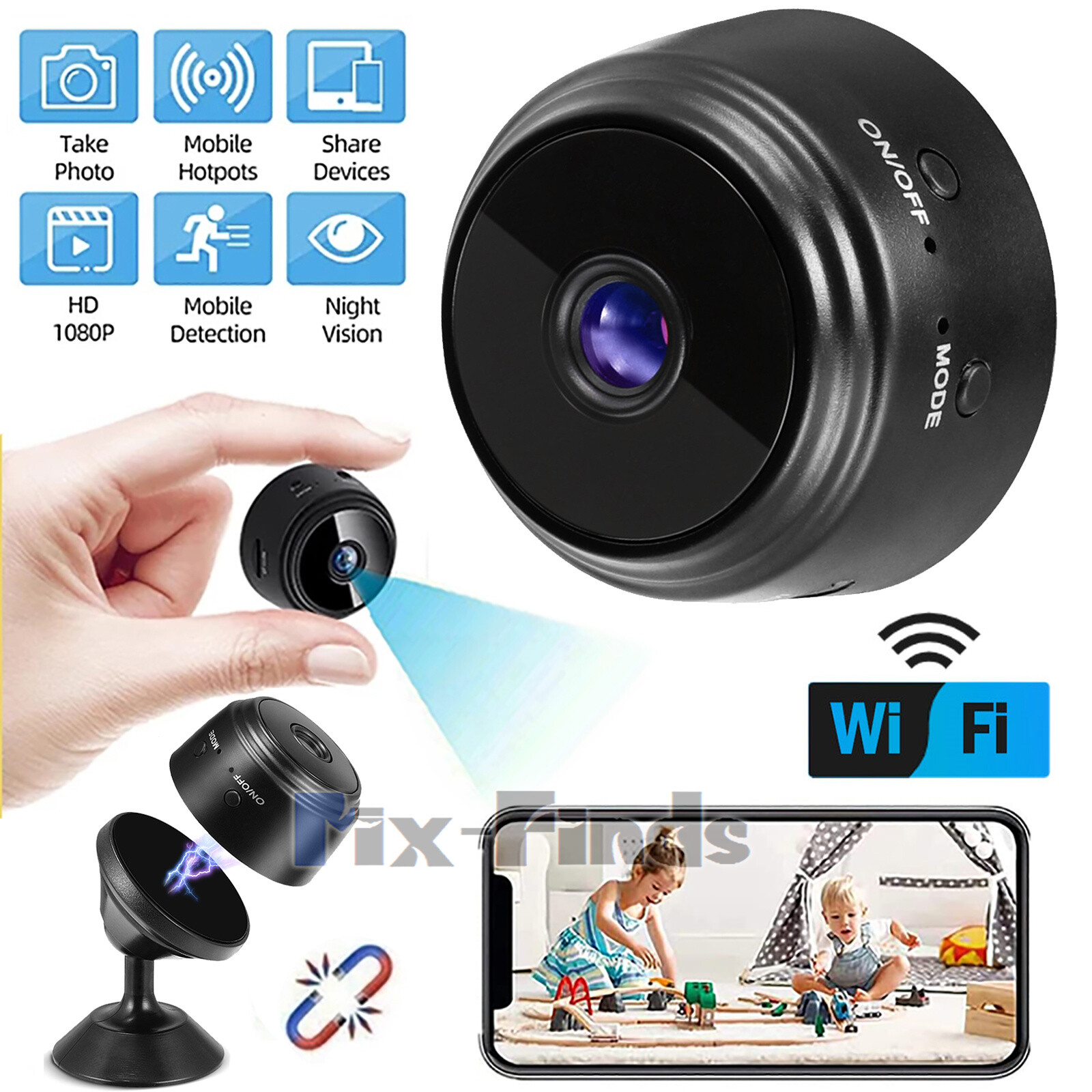 2-Way Audio Smart Mini WiFi Camera 1080P HD Night Camera w/Battery Home Security