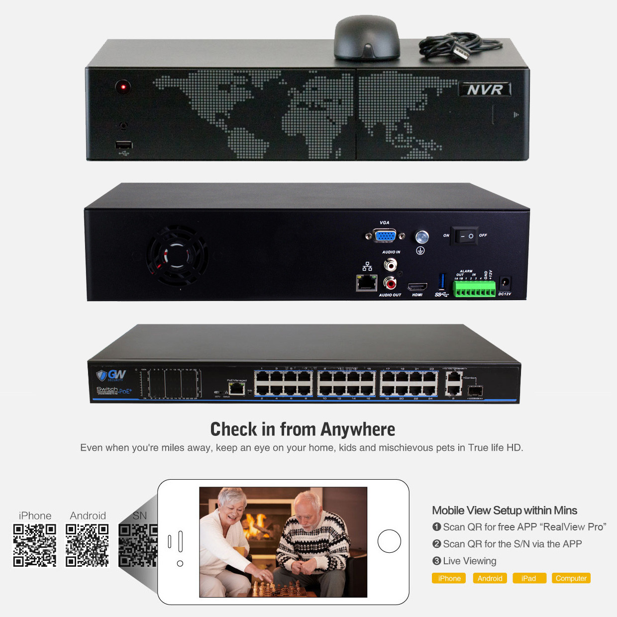 16 Channel H.265 NVR (16) 5MP 4X Optical Zoom PoE IP Dome Camera Security System