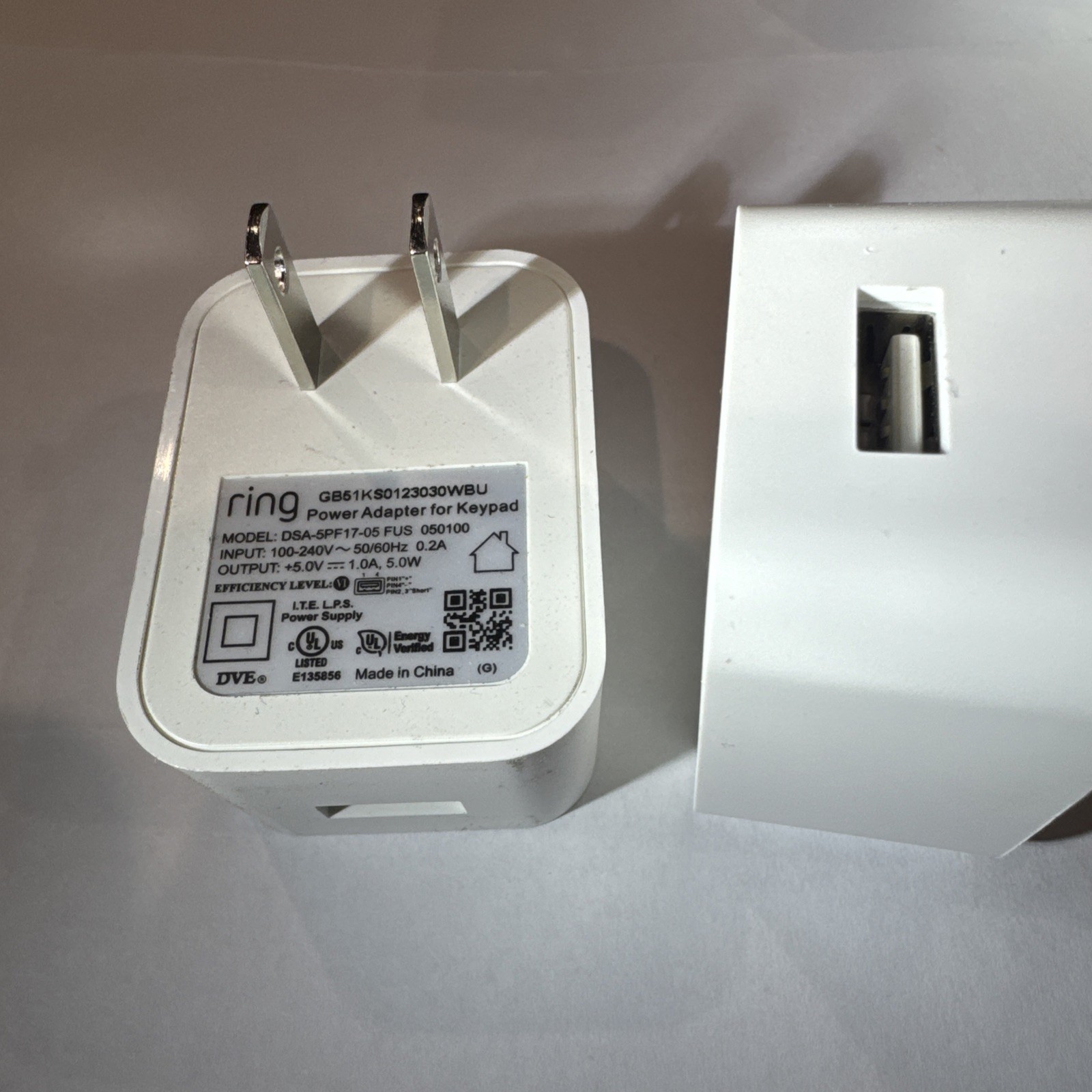 4 Ring Alarm Keypad Power Adapter (2nd Generation) – 5.0VDC 1.0A 5.0W – No Cable