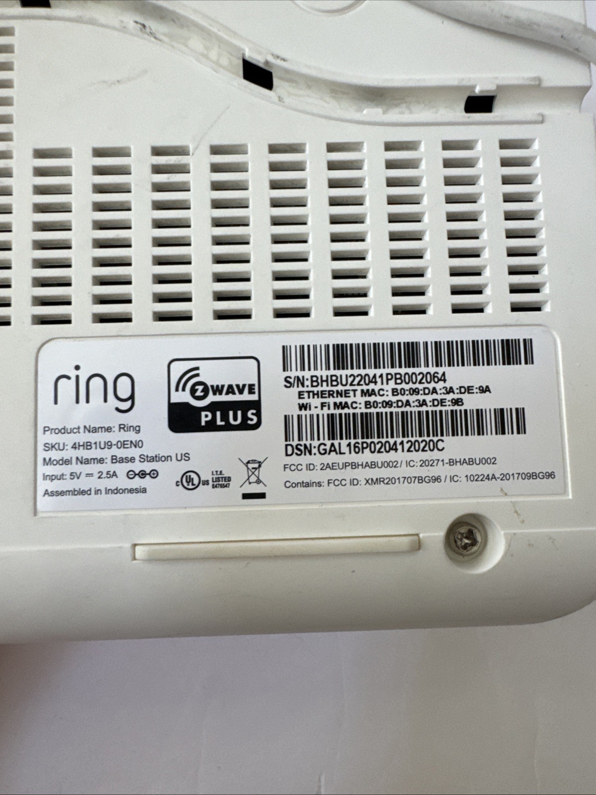 Ring Z WAVE PLUS Alarm Base Station US 4HB1S70EN0 | tested
