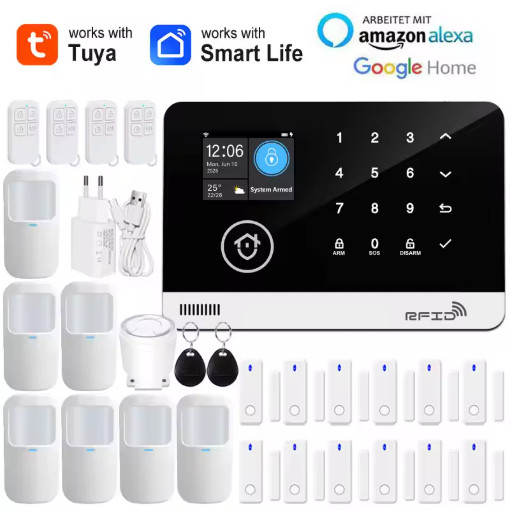 Tuya Smart WiFi GSM Security Alarm System RFID Touch Keyboard App Control