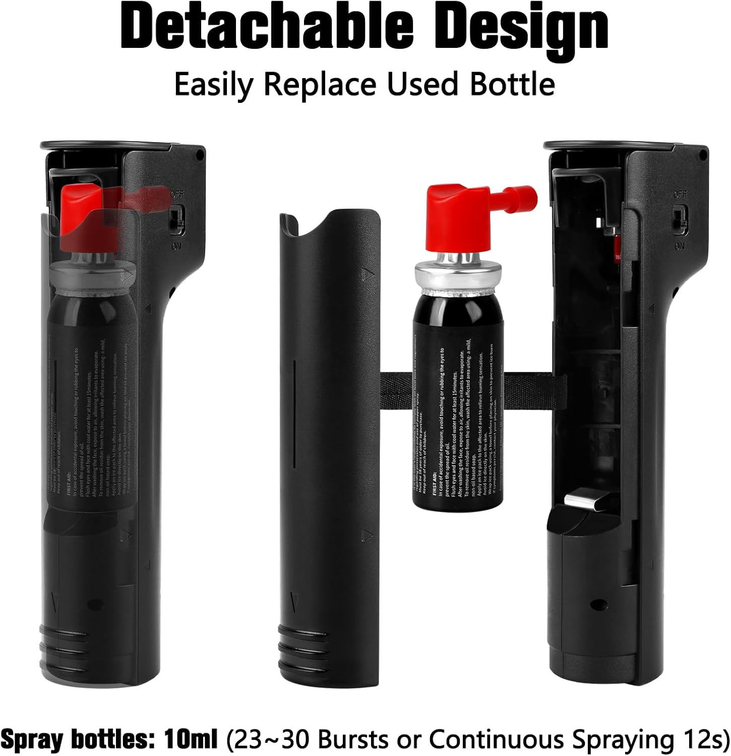 3-in-1 Pepper Spray Personal Alarm, 0.5oz 12ft UV Marking Dye Gel, 140dB Siren R