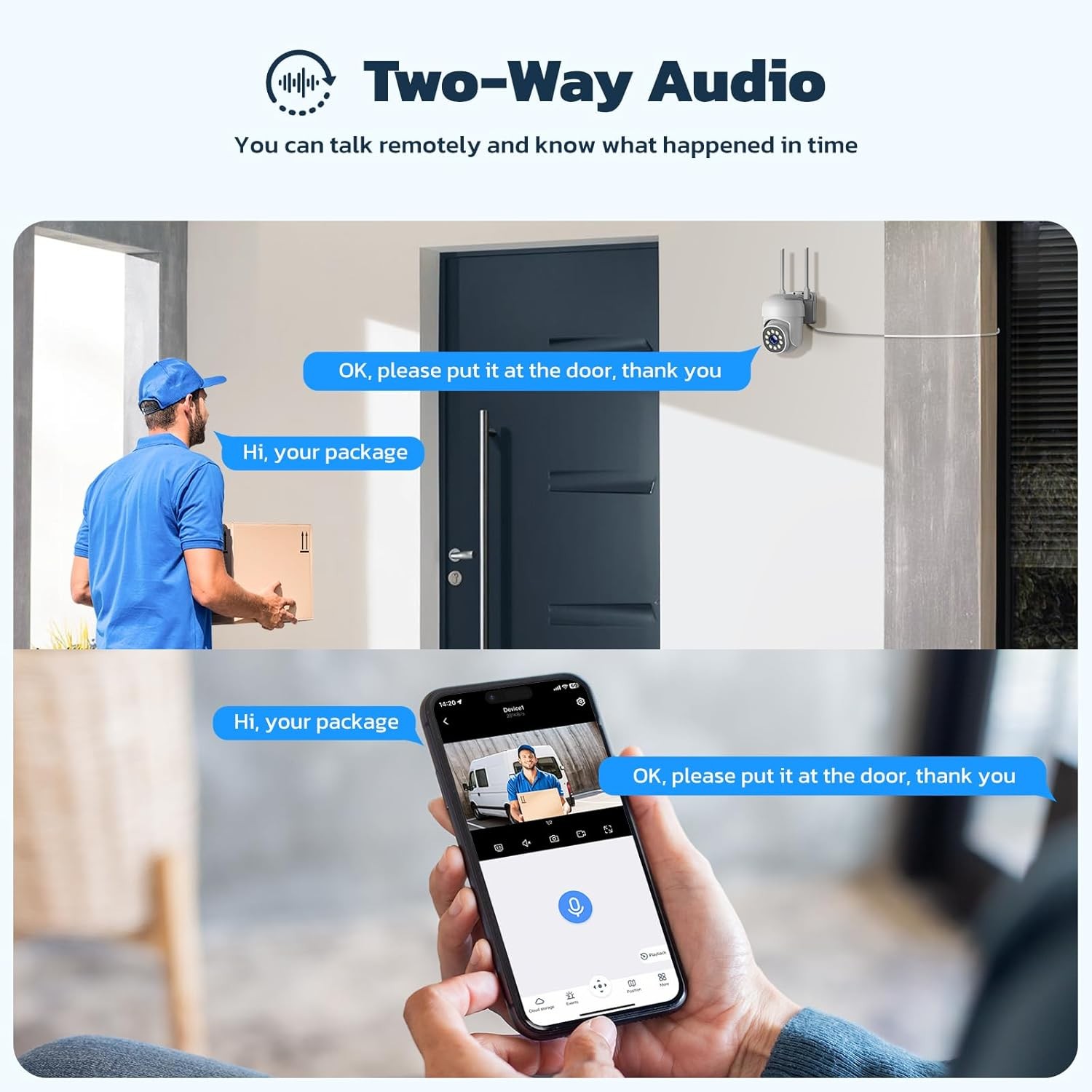 Outdoor Wireless Security Camera System 24/7 Recording & 2-Way Audio for Home