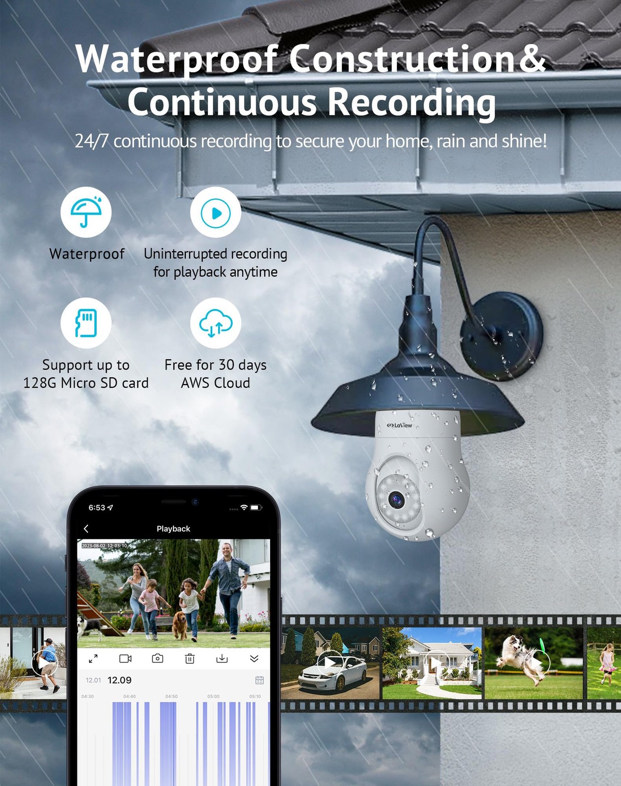 LaView 4MP Bulb Security Camera 2.4GHz,360° 2K 4MP-1PK, White