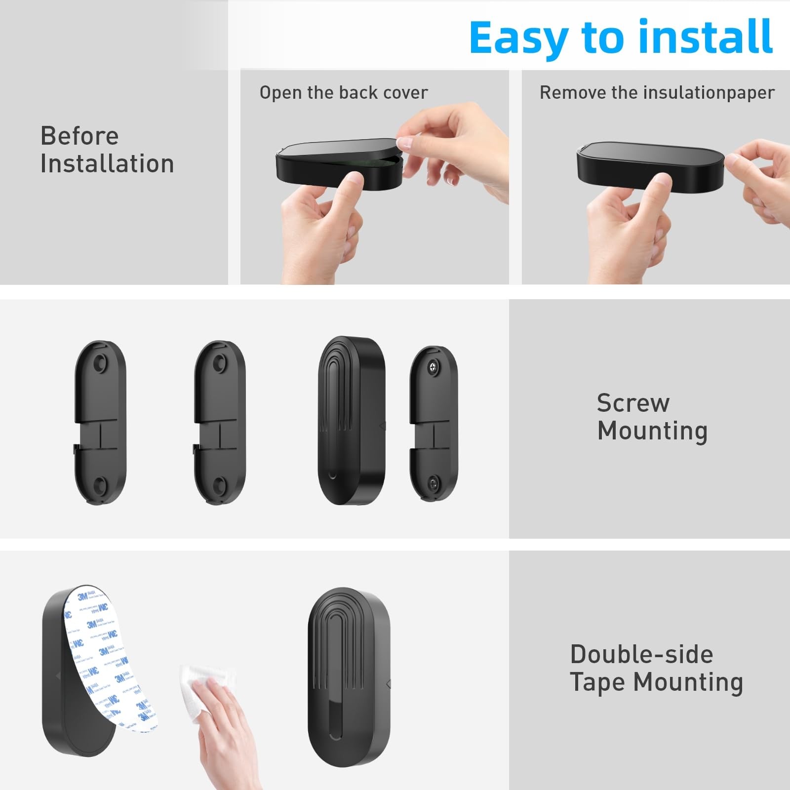 Door Sensor Chime When Opens, 1 Sensors + 1 Receiver Black, Black