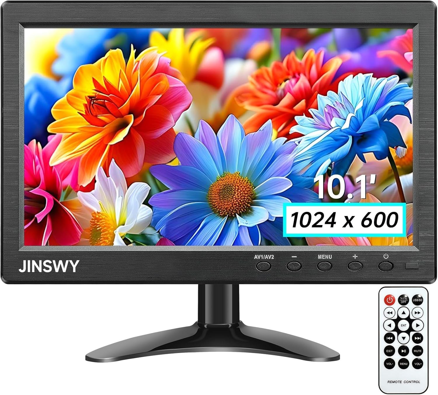 10.1″ Security Monitor, 1024×600 HD Display, HDMI VGA BNC AV USB Ports, Small…