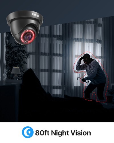 ZOSI 4PK 1080P HD Home TVI Security Cameras Outdoor CCTV Night Vision Alert IP66