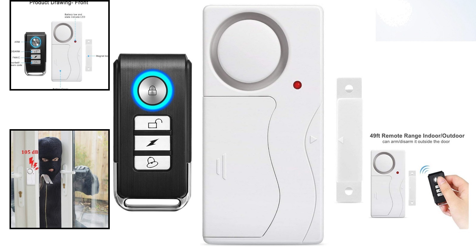 Compact Wireless Door Alarm with 4 Control Modes – Ultimate Home Security Device