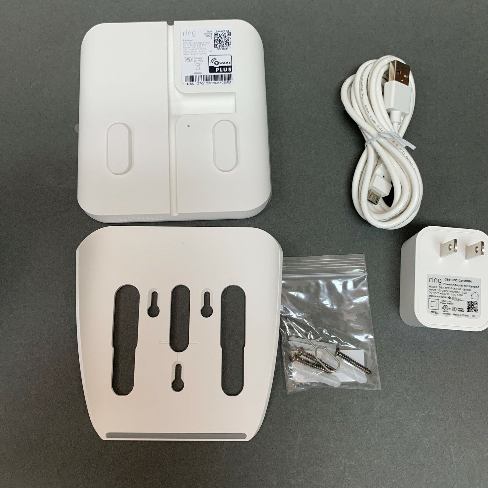 Ring Alarm Home Security Keypad & Adapter 2nd Generation White New