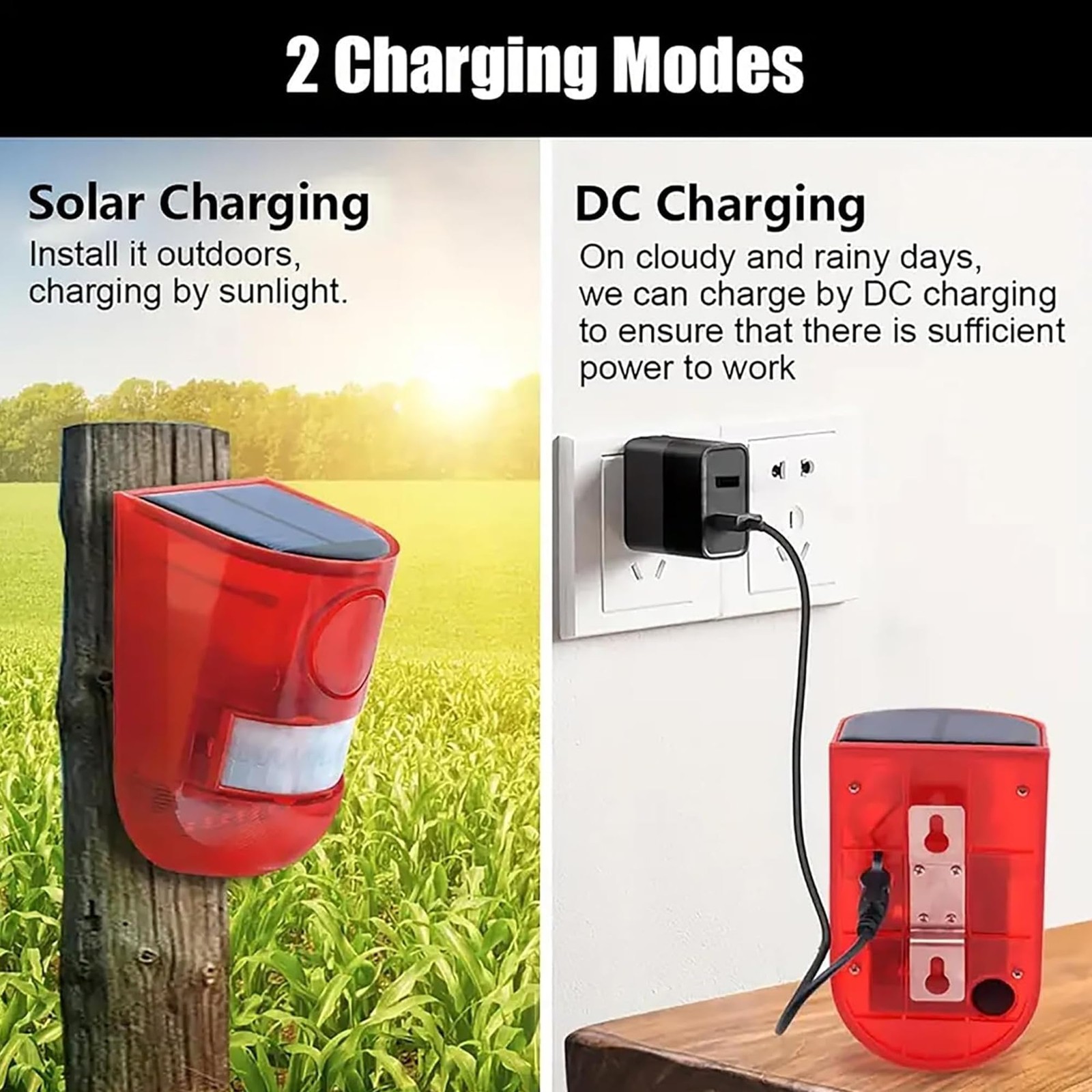 Solar Sound & Light Alarm Outdoor Motion Sensor, 6LEDs Flash Warning Security…