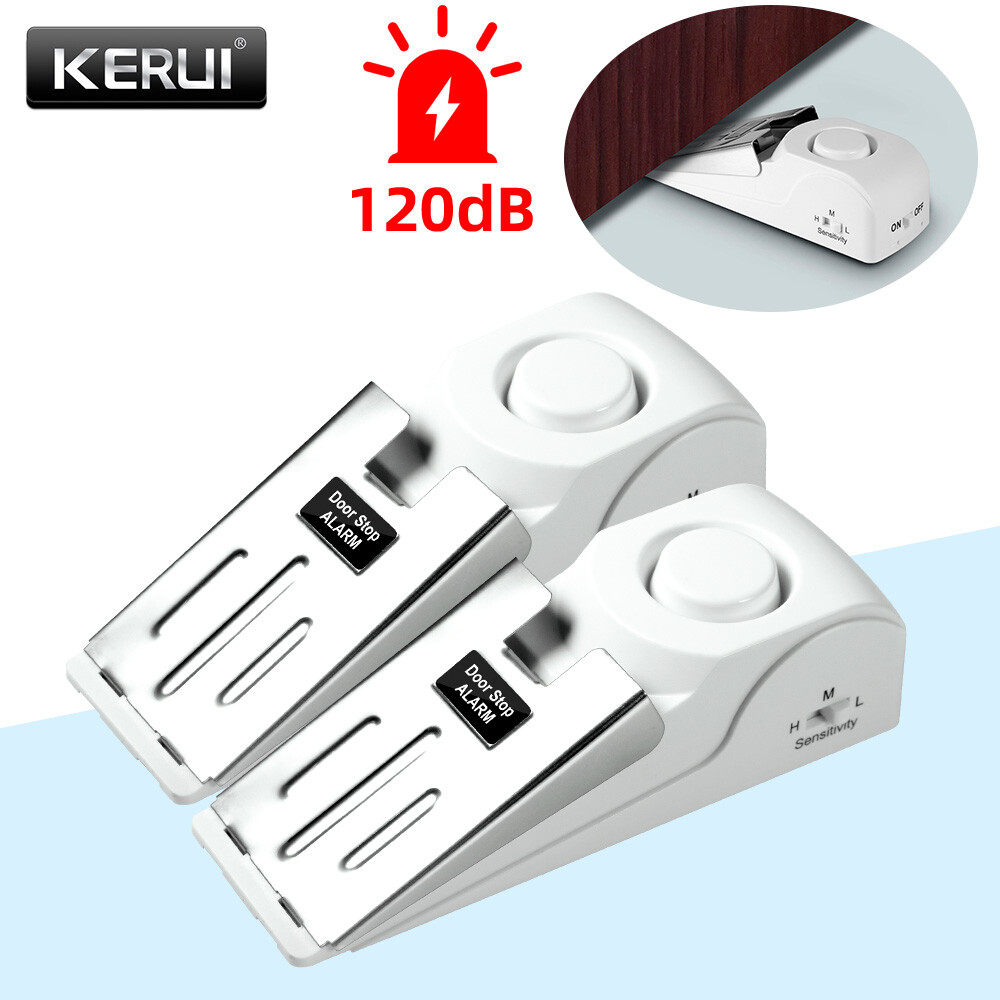 2 Pack Security Door Stop Alarm 120DB Hotel Home Portable Security Safety Tools