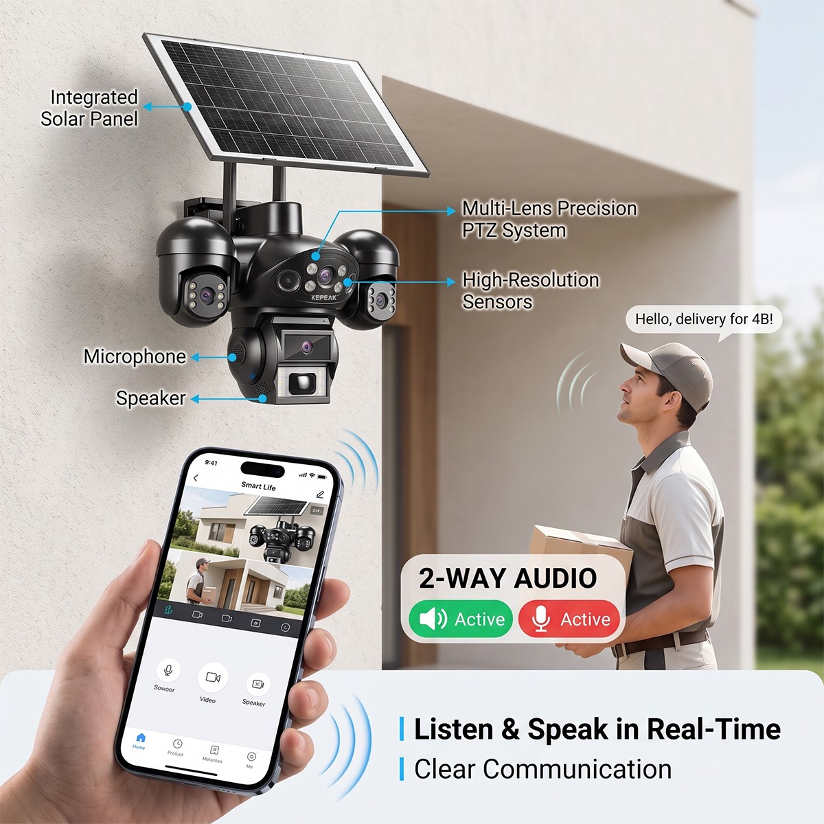 4PCS Camara De Seguridad Solar Inalambricas Para Exterior Con Vision Nocturna HD