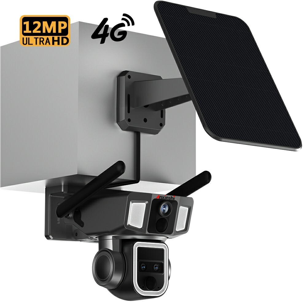 ANXINSHI 12MP Dual-lens Humanoid ZOOM Tracking Outdoor Solar Camera