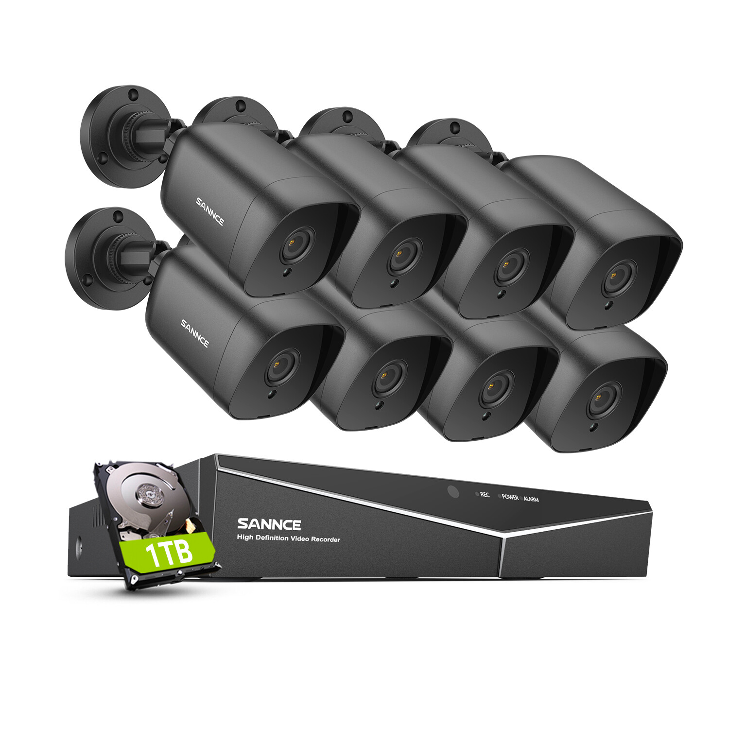 SANNCE 8CH DVR 5MP Video Security Camera System CCTV Outdoor IR Night Vision 1TB