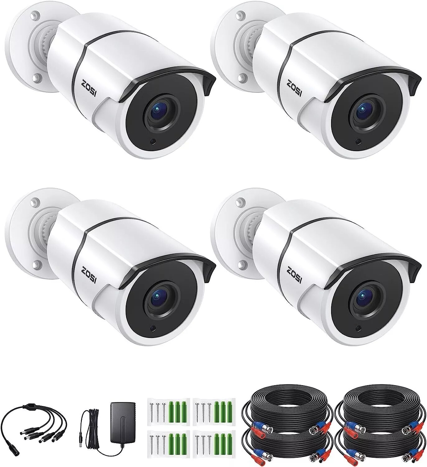 ZOSI 4Pack 2MP 1080p TVI Home Security Camera CCTV Outdoor 120ft IR Night Vision