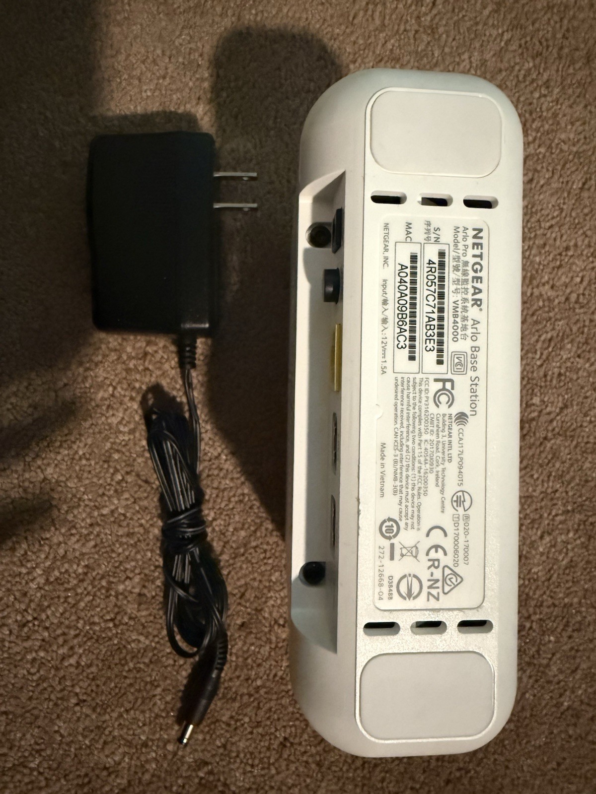 NETGEAR VMB4000 Arlo Pro Security Base Station w/AC Adapter (NO Cameras) L1