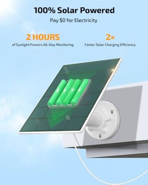 《100% Solar Powered &Full 360° Coverage》Outdoor Wireless PTZ 4 Cameras+500GB
