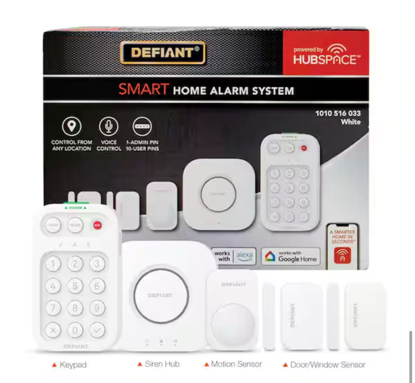 Defiant Smart Home Alarm Kit WiFi and Bluetooth, Powered by Hubspace (5-Piece)