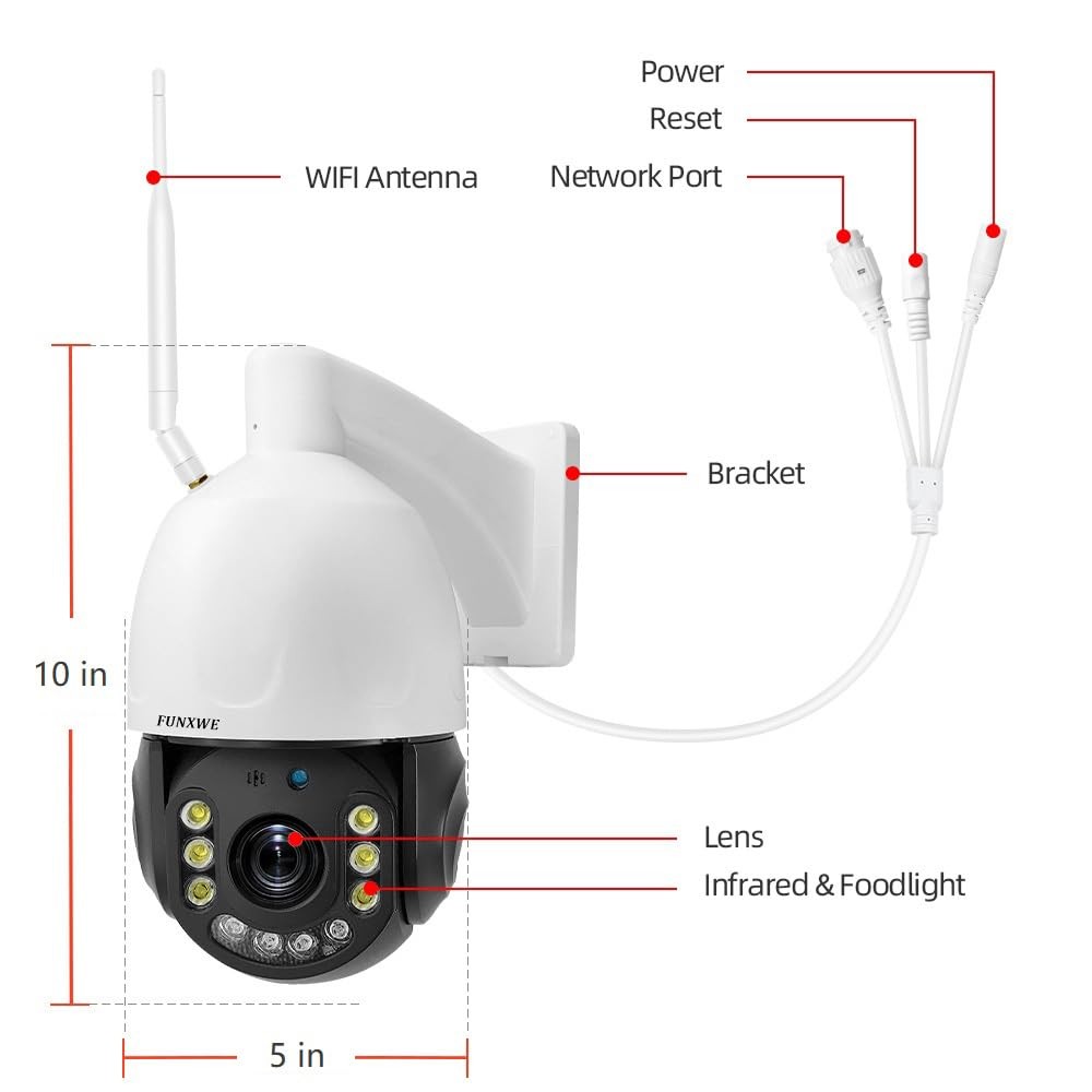 funxwe 8MP 4K 30X Optical Zoom Security PTZ Wireless IP Camera, 2.4GHz 5GHz…