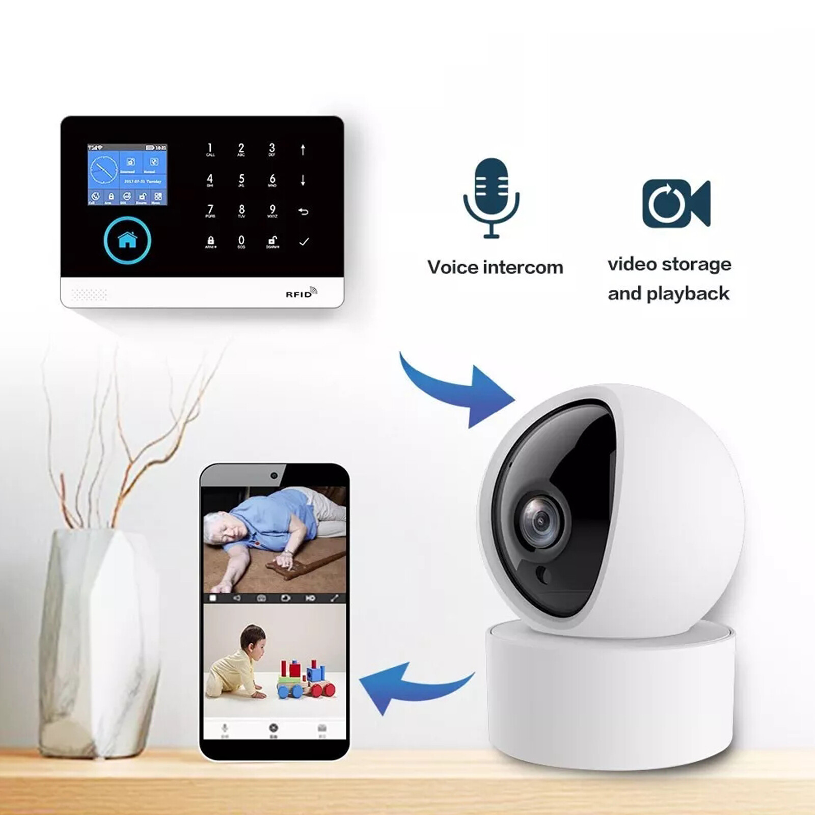 Wirless Intelligent Burglar Home Security Alarm System 433MHz GSM App Control