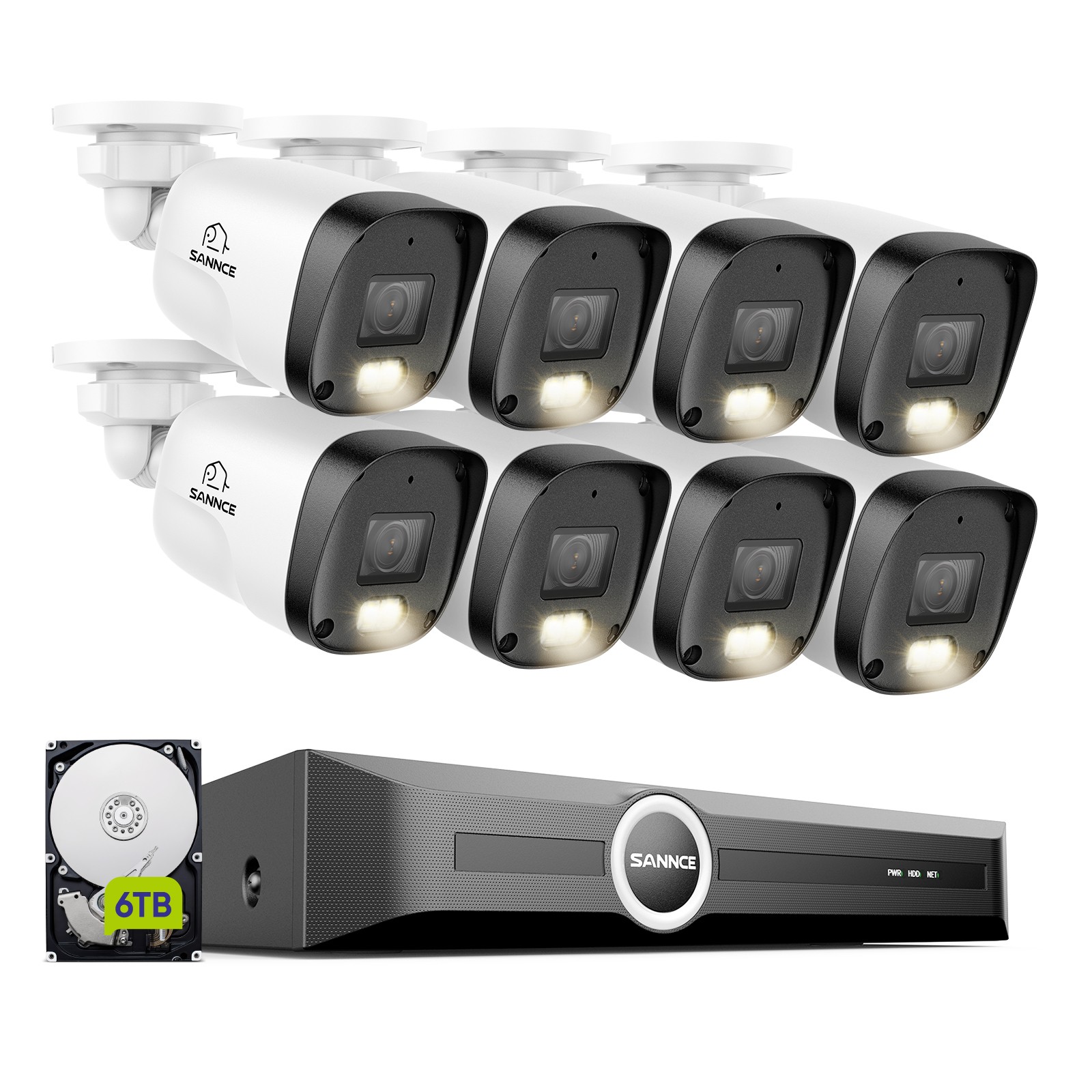 SANNCE 3MP Full Color PoE IP Security Camera System 8CH NVR Audio Recording AI