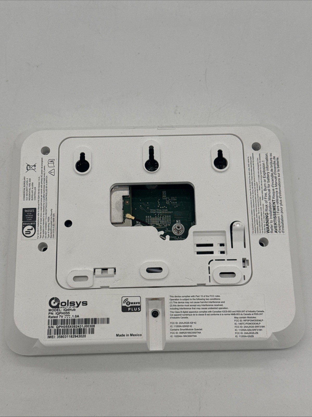 Qolsys IQPH055 iQ4 Hub 7″ Touchscreen & Power Adapter