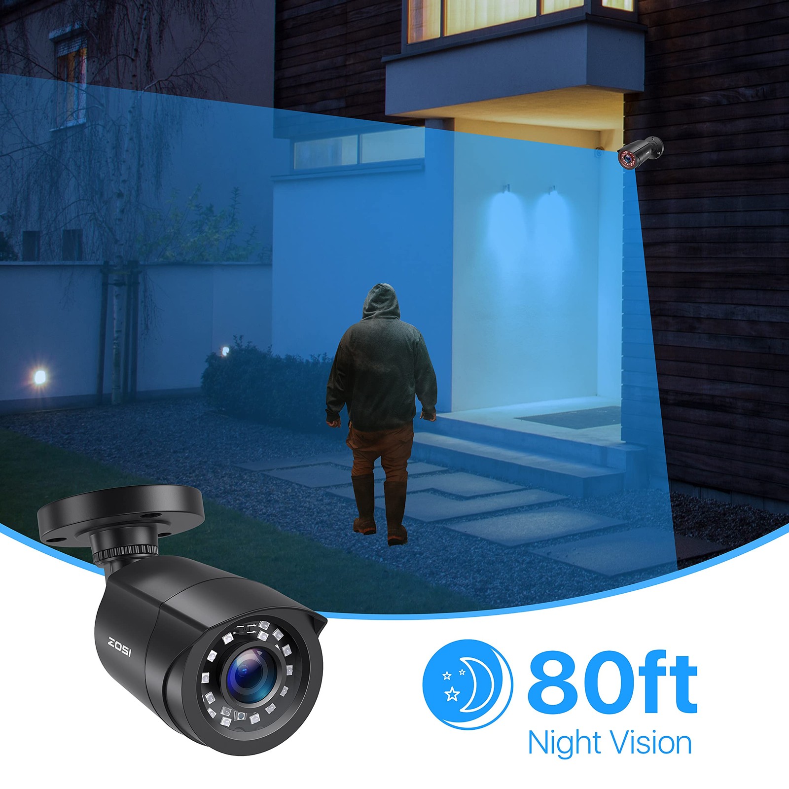 1080P 4 Pack HD TVI Security Cameras, 80ft Night Vision, Outdoor Indoor Weath…