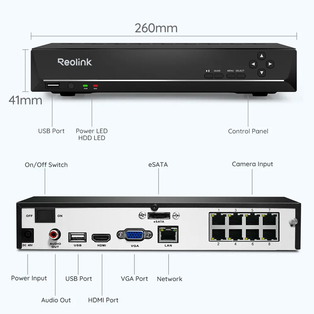 Reolink 16MP Dual-Lens PoE Security Camera System 8CH 2TB NVR Color Night Vision