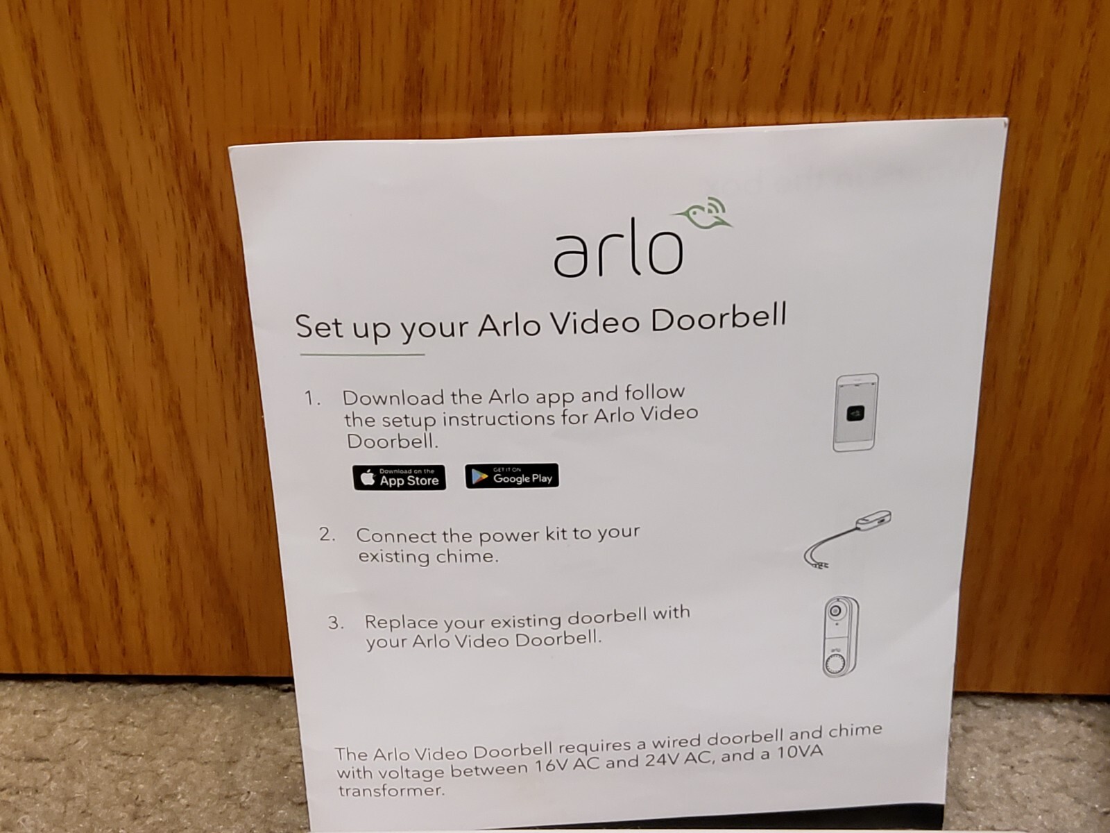 Arlo AVD1001 Smart Wired Motion Detection Night Vision HD Video Doorbell READ