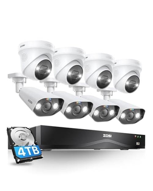 32CH 4K PoE Security Camera System,8pcs 8MP Indoor Outdoor IP 4K-16CH+8Cam+4TB