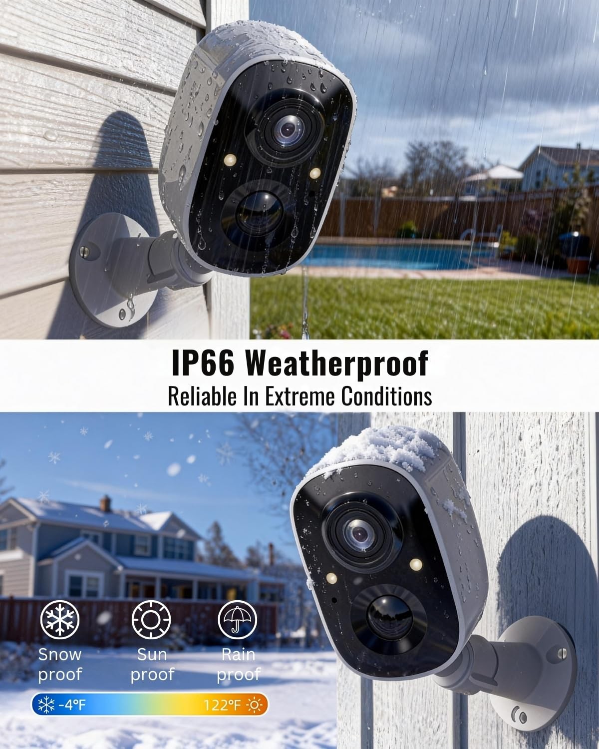Security Cameras Wireless Outdoor, 2.5K WiFi Battery Powered Cameras for Home Se
