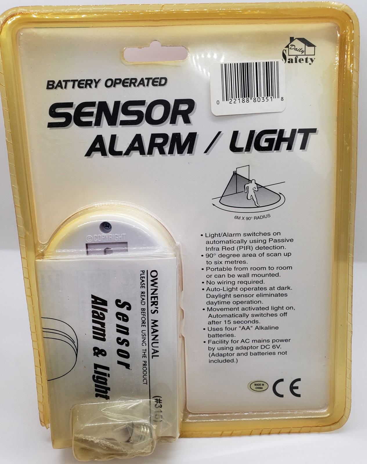 New! Mace Security International Battery Operated Sensor Alarm / Light 215