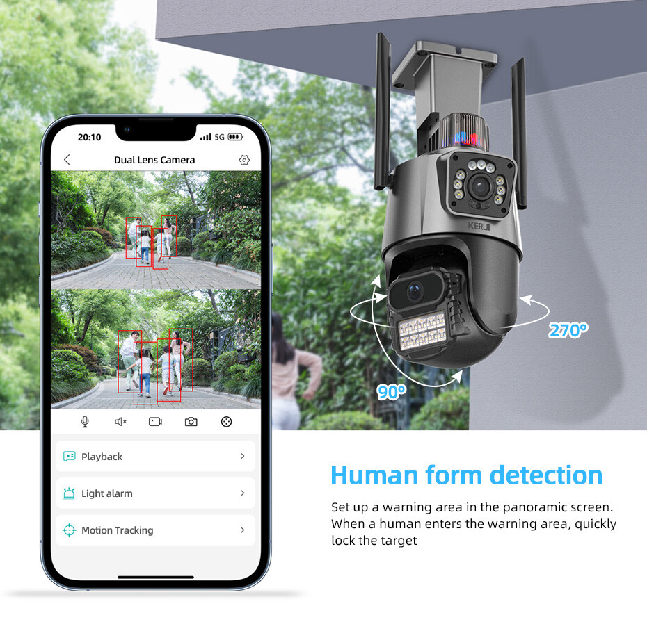 ICSee Dual Lens WiFi IP Camera Wireless Outdoor CCTV PTZ Home Security IR Cam US