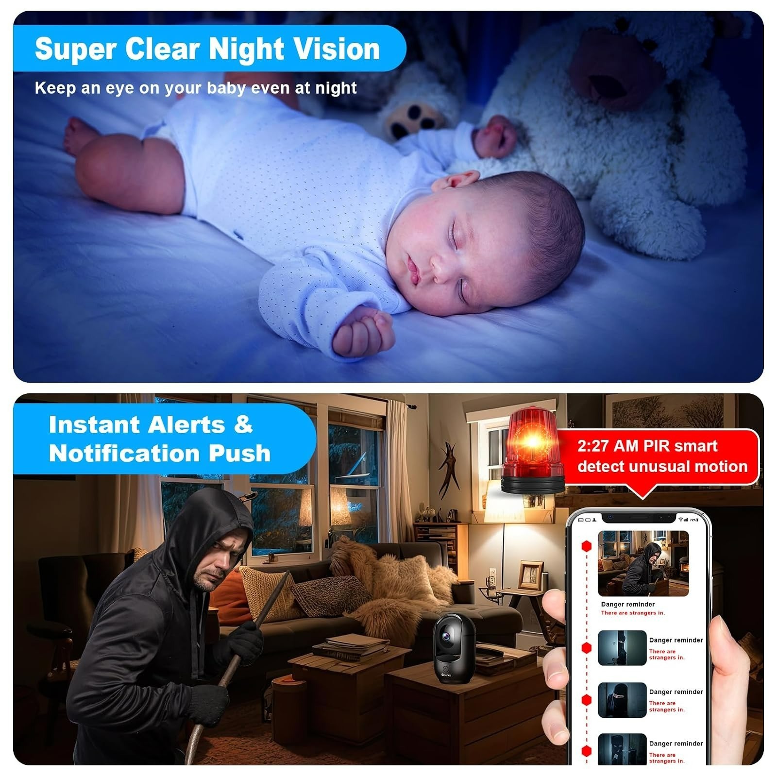 Cloarks 2K Pan/Tilt Security Camera with AI Motion Detection