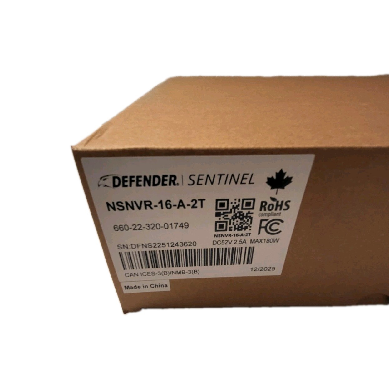Defender Sentinel NVR, NSNVR-16-A-2T, 4K Ultra HD 16 Ch POE 2TB No Cameras New