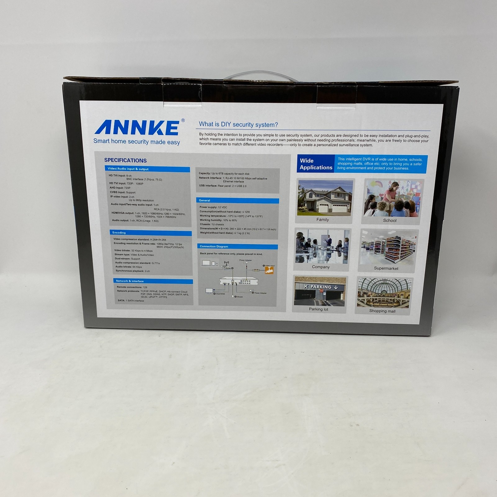 ANNKE DN81R DC12V 8-channel NVR system w/ 4 C11BX cameras – NO HDD