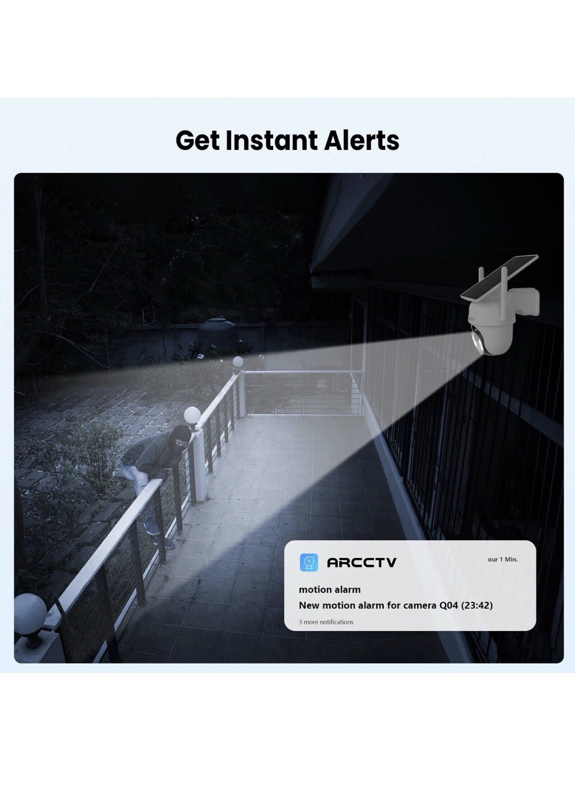 ARCCTV 4-Camera Solar Security System Wireless Wi-Fi Outdoor CCTV Kit