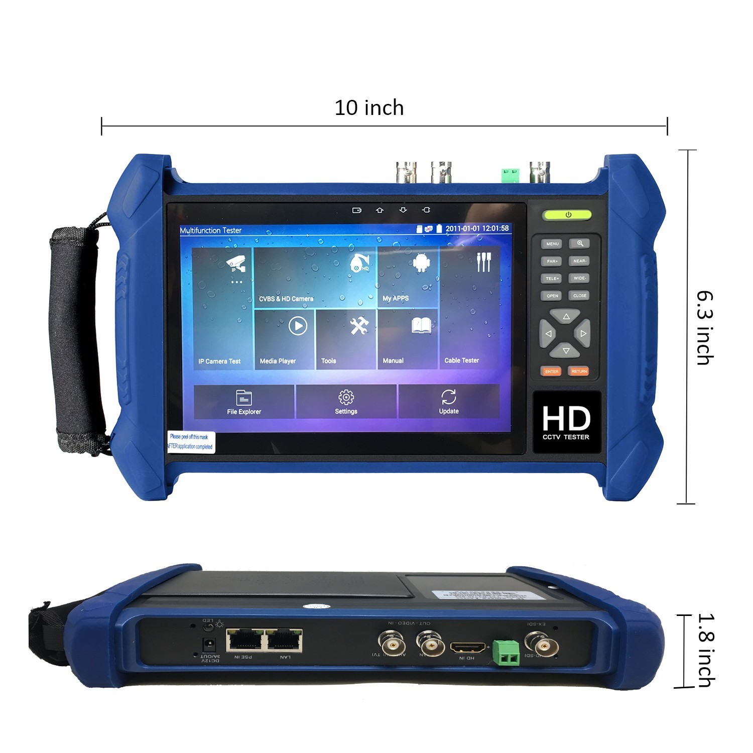 7″ Tester Monitor Pro 7in1 for IP PTZ HD TVI AHD CVI Analog CVBS camera