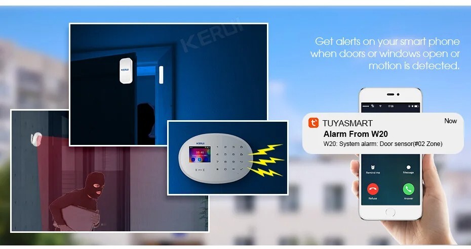 Alarm Security System For Smart Home Burglar WiFi GSM App Motion Sensor Kit
