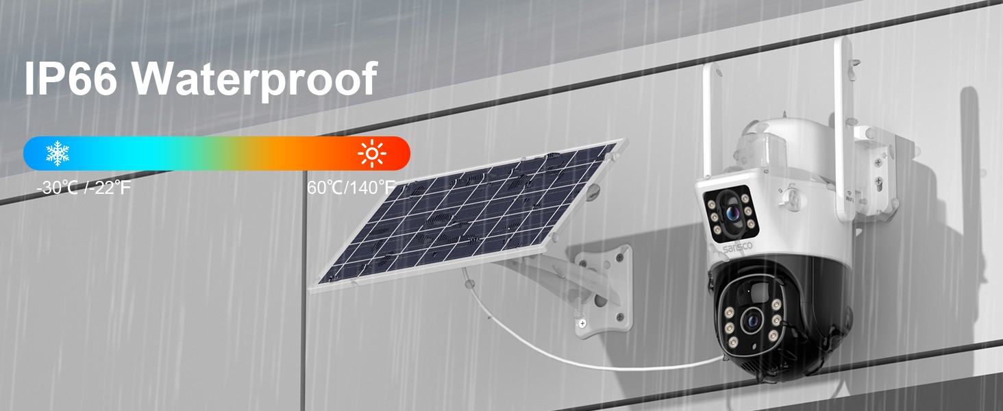 WiFi 4MP Wireless Solar Power PTZ Camera Security CCTV Surveillance Home Outdoor