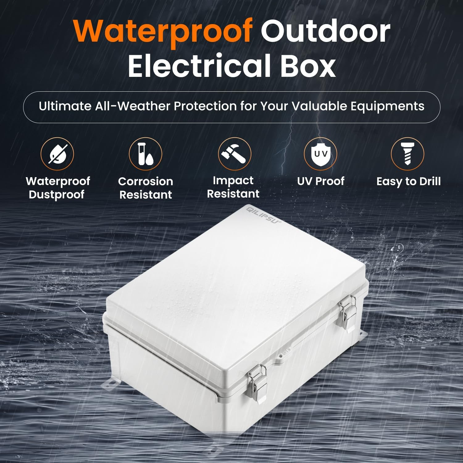 QILIPSU Outdoor Electrical Box, 14.6″x10.6″x5.9″ 14.6″x10.6″x5.9″, Grey Cover