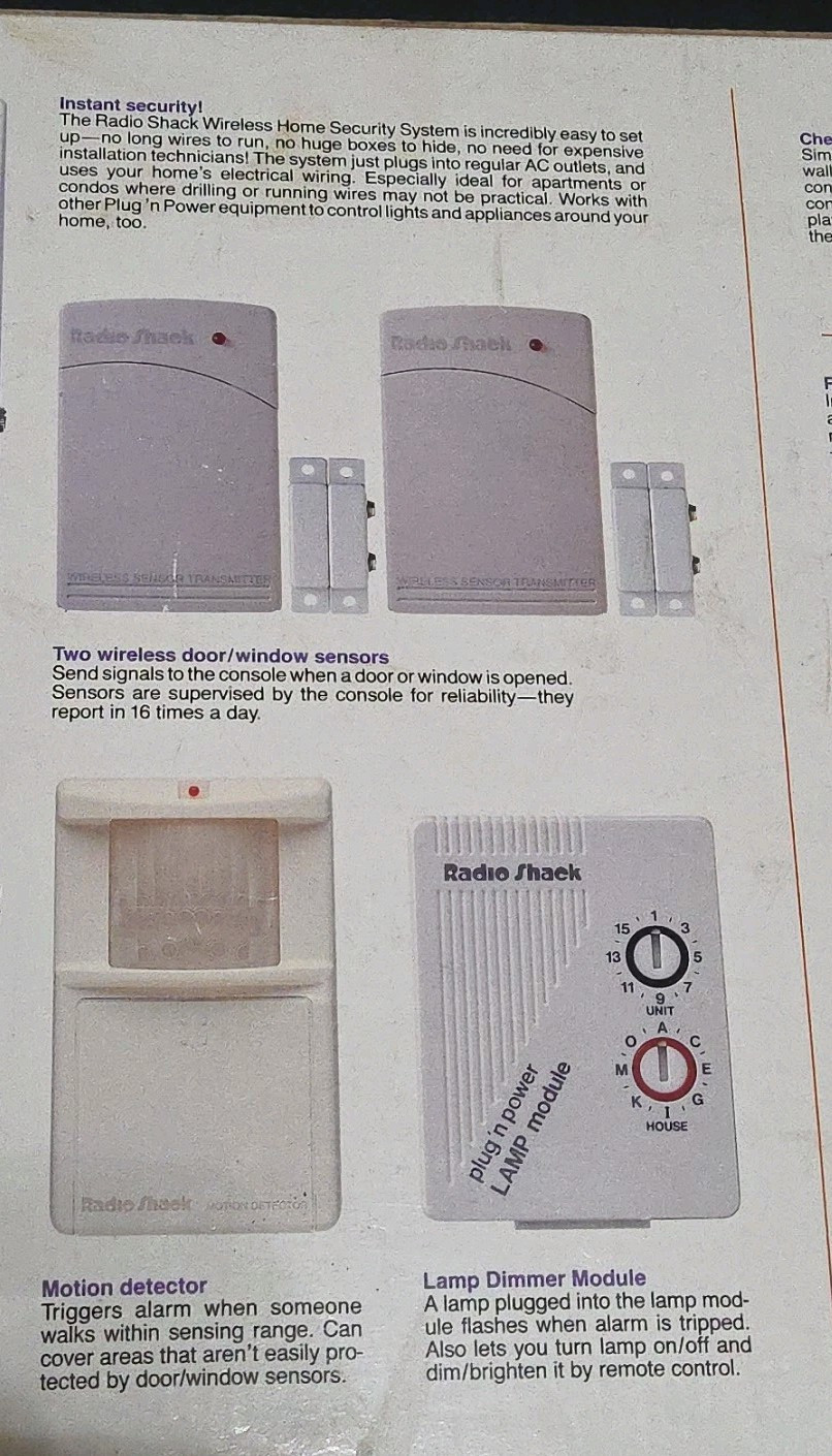 Radio Shack Wireless Home Security System from 1994 – 61-2610 49-2551A
