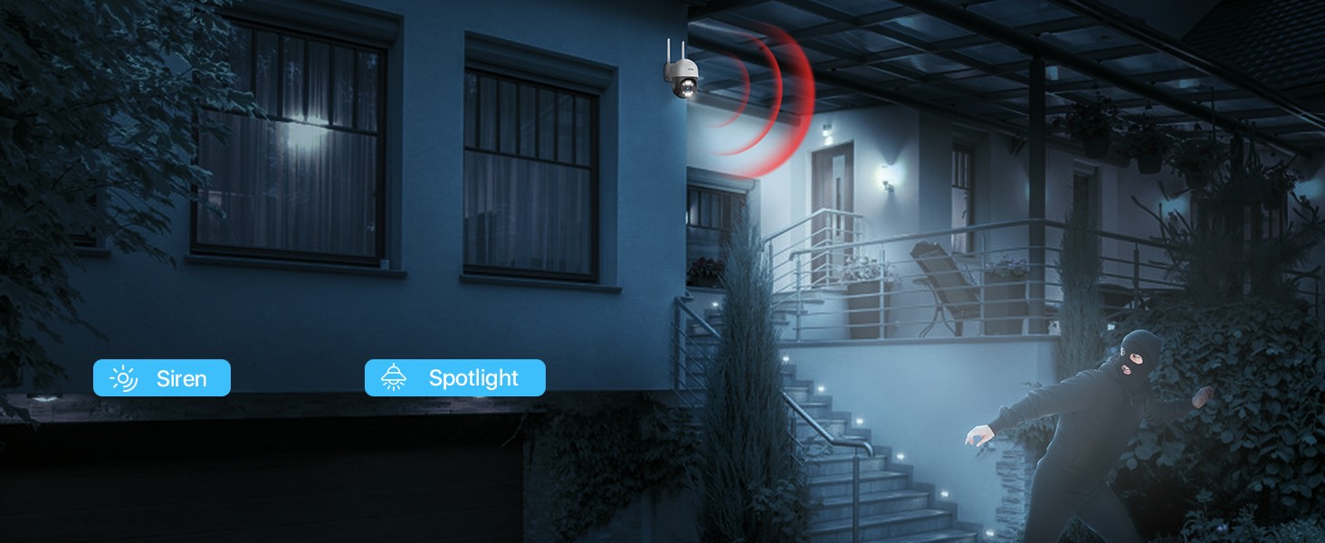 ZOSI 3MP PTZ Outdoor WiFi Security IP Wireless Camera Audio Motion Detection