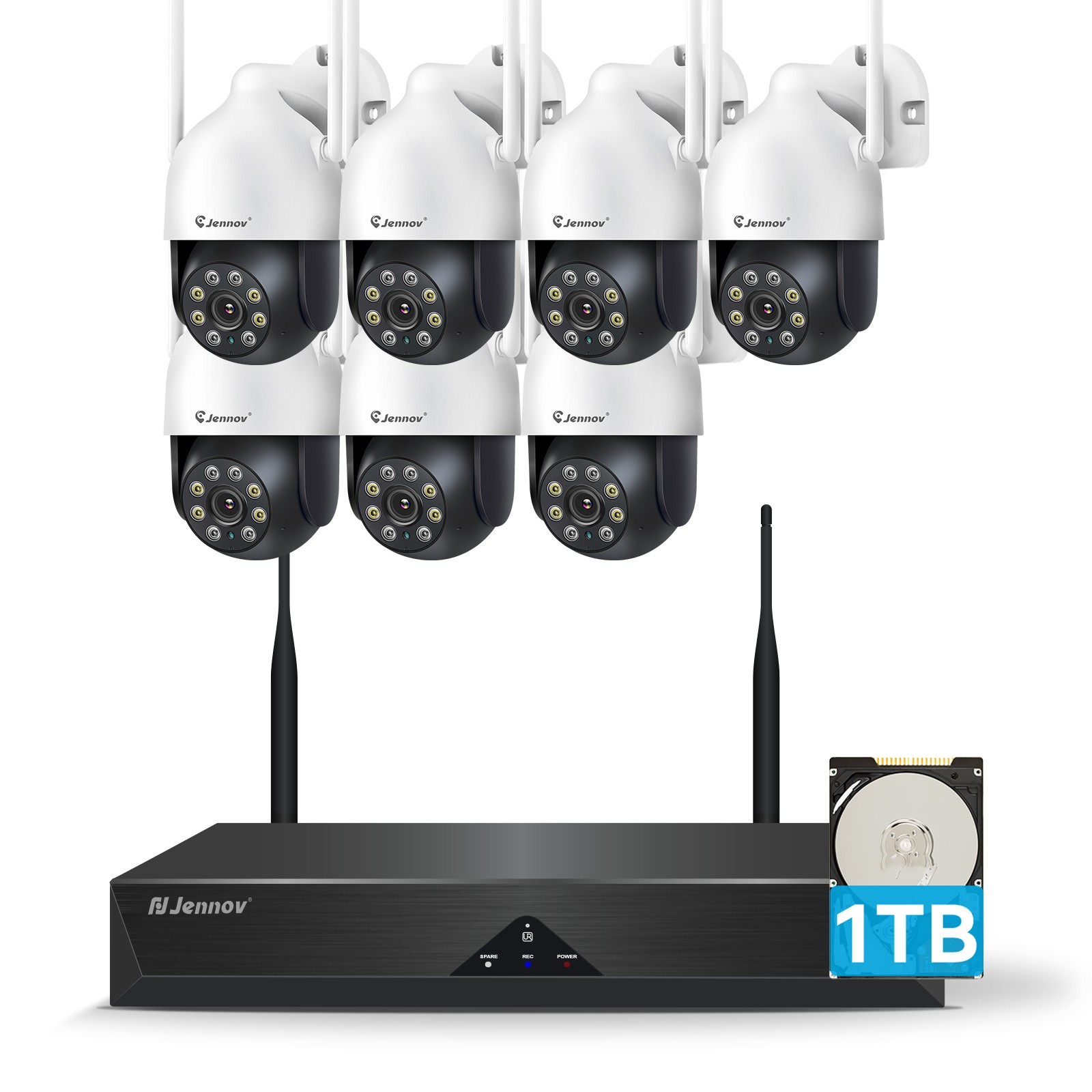 5MP Wireless WIFI PTZ Security Camera System 10CH NVR Color Night Two Way Audio