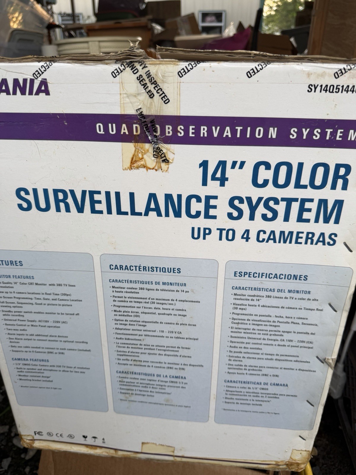 Sylvania 14” Color Surveillance System Up To 4 Cameras Quad Observation System
