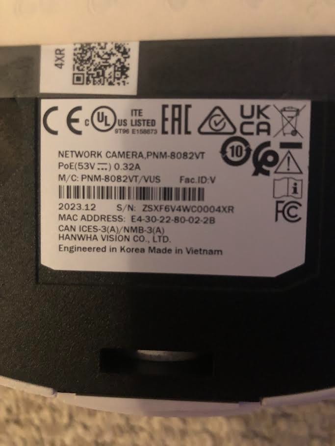 Hanwha Vision PNM-8082VT 6MP 3-Sensor Multidirectional Dome Camera & Mount Parts