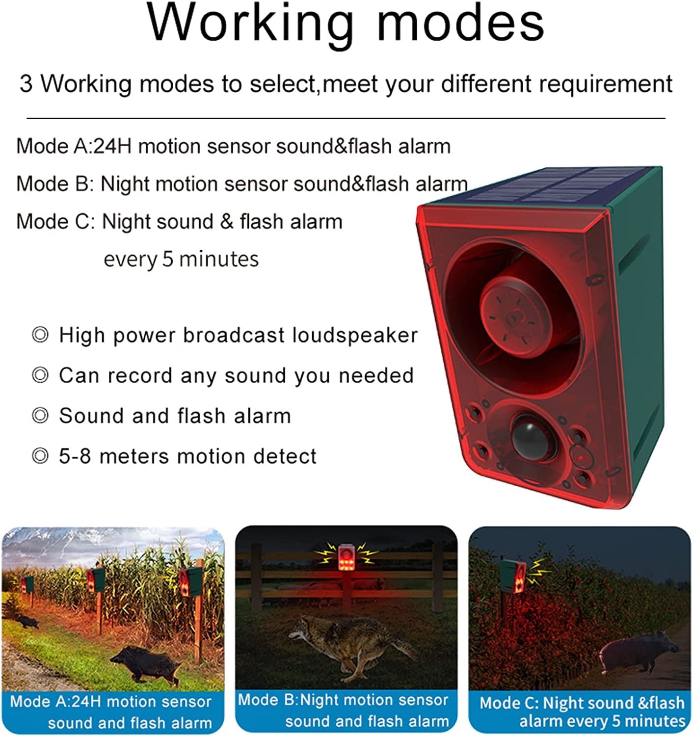 Solar Motion Detector Alarm Light,130db Sound Warning Security Strobe Siren L…